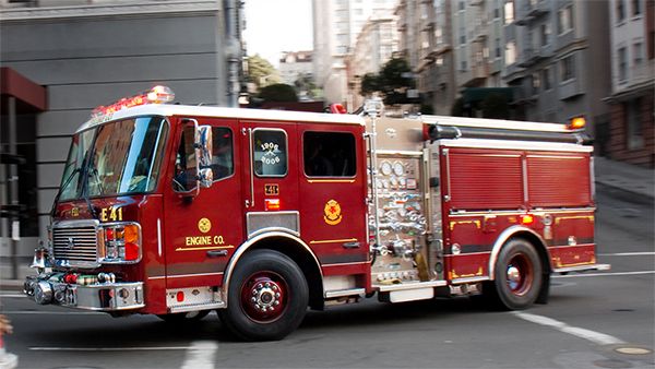 Fire Truck crossing intersection