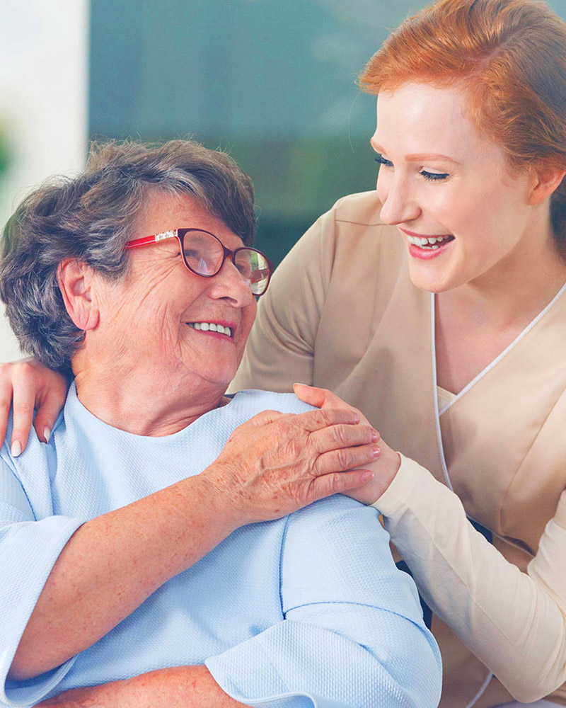 Hospice worker wih client