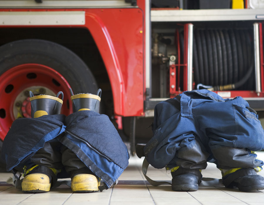 Firefighter boots lined up